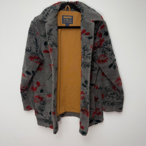 Woolrich Vintage Floral Fleece Double Lined Jacket Button Up Cozy Warm Coat - Picture 4 of 11